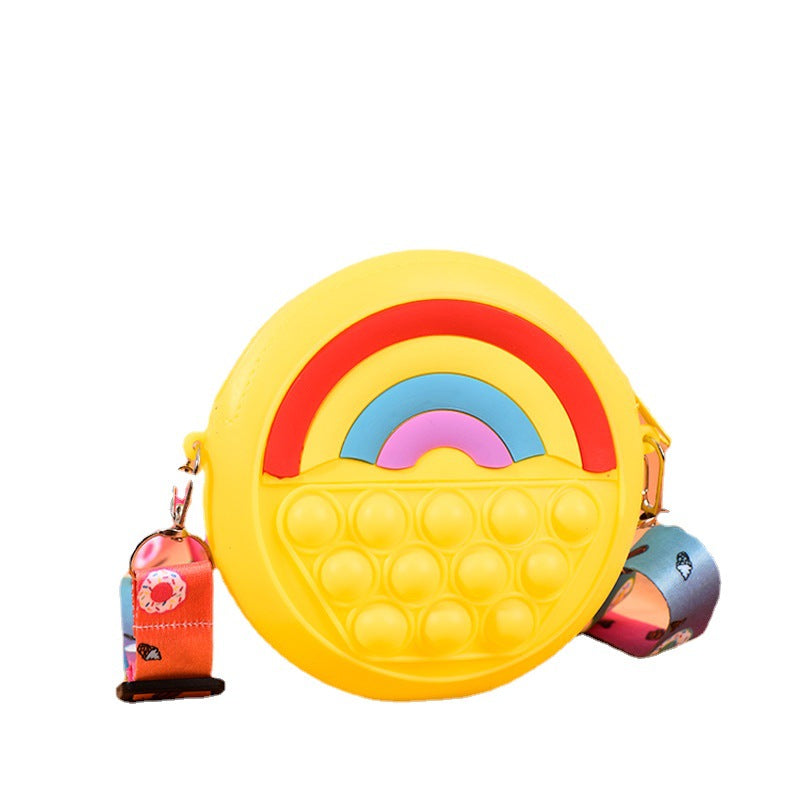 Wholesale Rainbow Silicone Decompression Kids Shoulder Bag